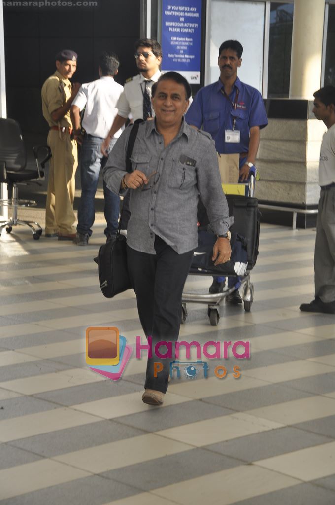 Sunil Gavaskar arrive from Kolkata after KKR win in Domestic Airport, Mumbai on 12th April 2011 