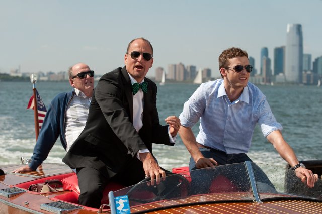 Woody Harrelson, Justin Timberlake, Richard Jenkins in still from the movie Friends with Benefits