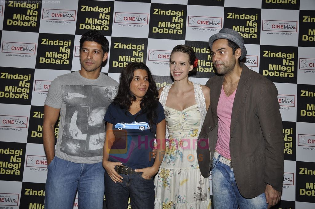 Abhay Deol, Farhan Akhtar, Kalki Koechlin, Zoya Akhtar Promote Zindagi Na Milege Dobara in Cinemax, Mumbai on 23rd July 2011