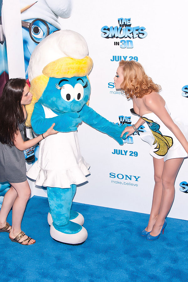 Katy Perry attends the world premiere of the movie The Smurfs at the Ziegfeld Theatre on 24th July 2011 in New York City, NY, USA