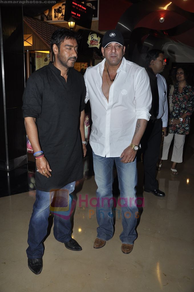 Ajay Devgan, Sanjay Dutt at the launch of Rascals first look in PVR, Juhu, Mumbai on 12th Aug 2011