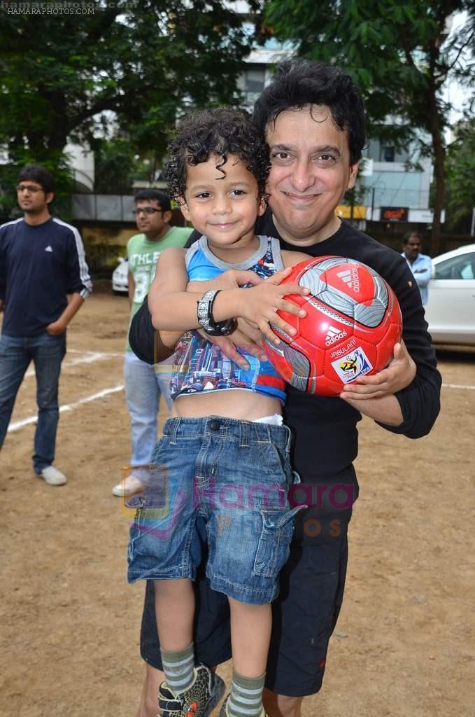 Sajid Nadiadwala at Men's Helath fridly soccer match with celeb dads and kids in Stanslauss School on 15th Aug 2011