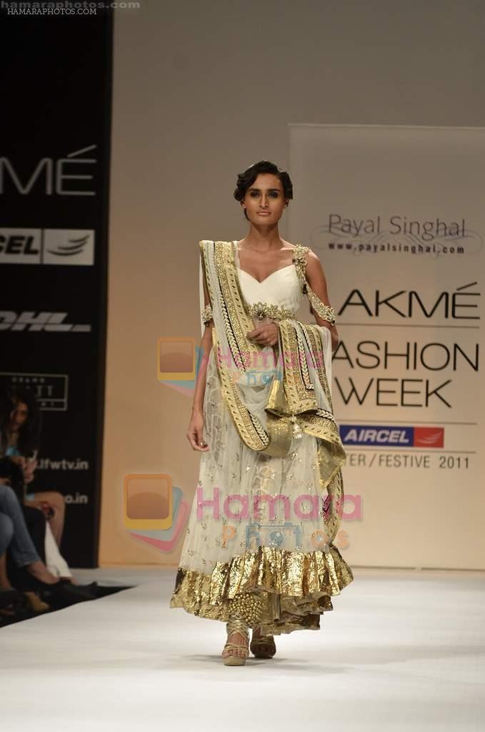 Model walks the ramp for Payal Singhal Show at Lakme Fashion Week 2011 Day 1 in Grand Hyatt, Mumbai on 17th Aug 2011