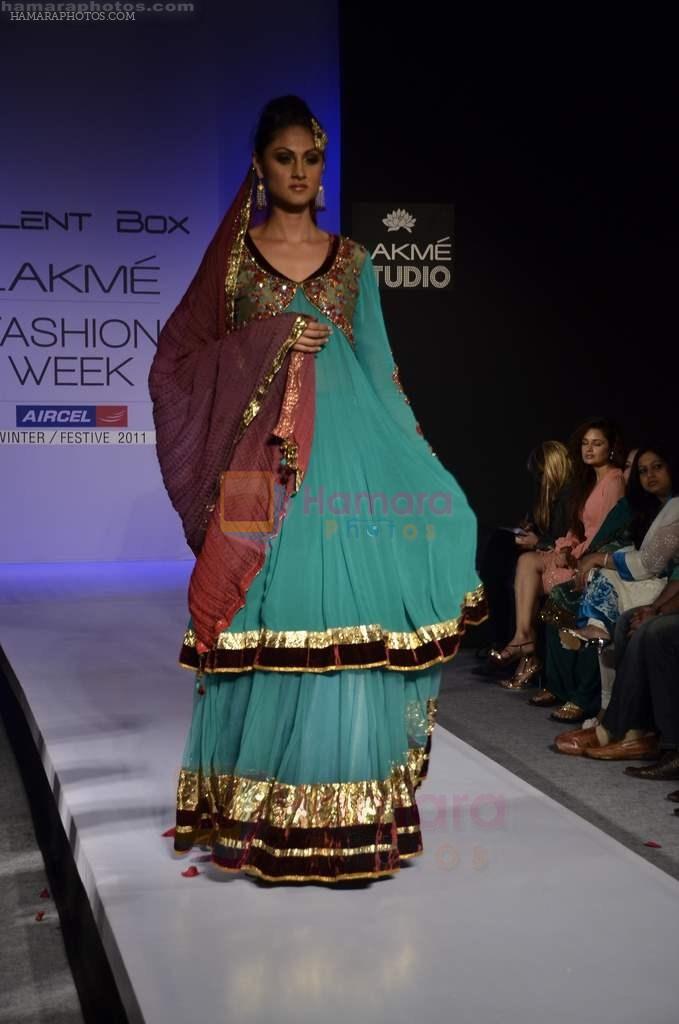 Model walks the ramp for Talent Box Show at Lakme Fashion Week 2011 Day 4 in Grand Hyatt, Mumbai on 20th Aug 2011