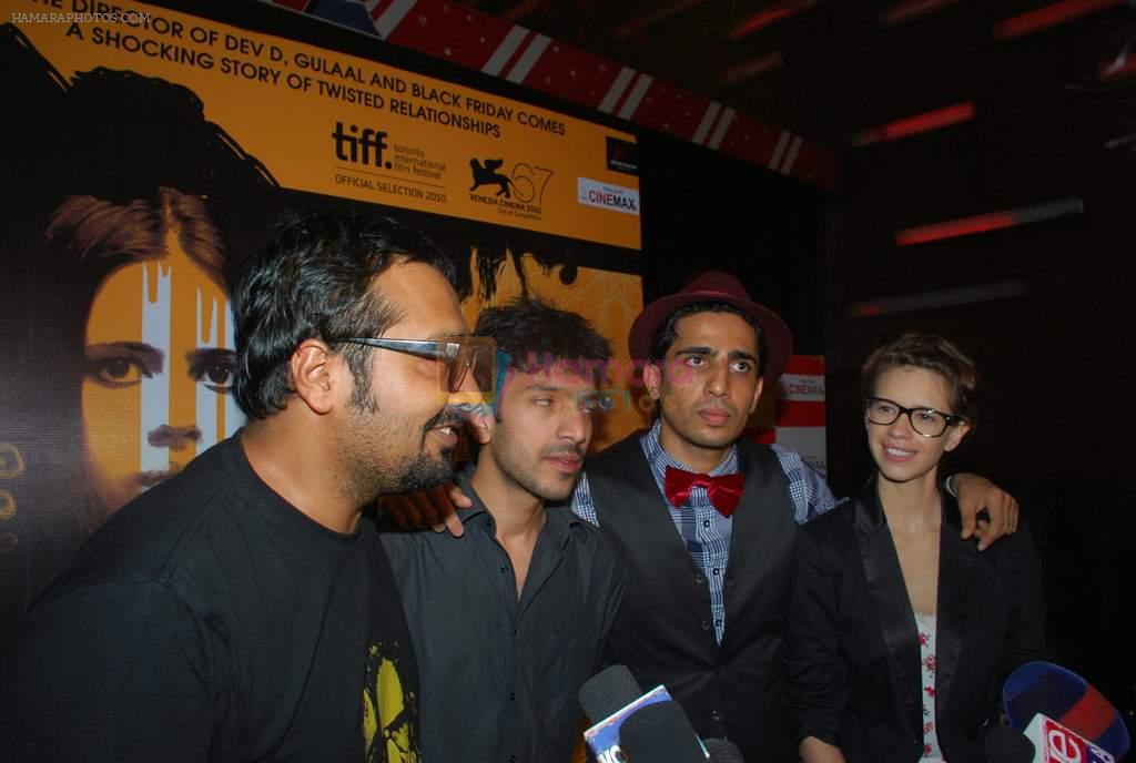 Gulshan Devaiya, Prashant Prakash, Anurag Kashyap, Kalki Koechlin at The girl in Yellow boots premiere in Cinemax on 29th Aug 2011