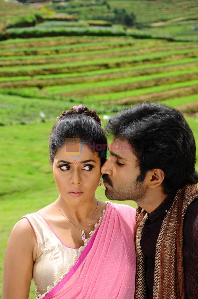 Shamna Kasim (Poorna), Sai Pradeep Pinisetty (Aadhi) in Chelagatam Movie Stills