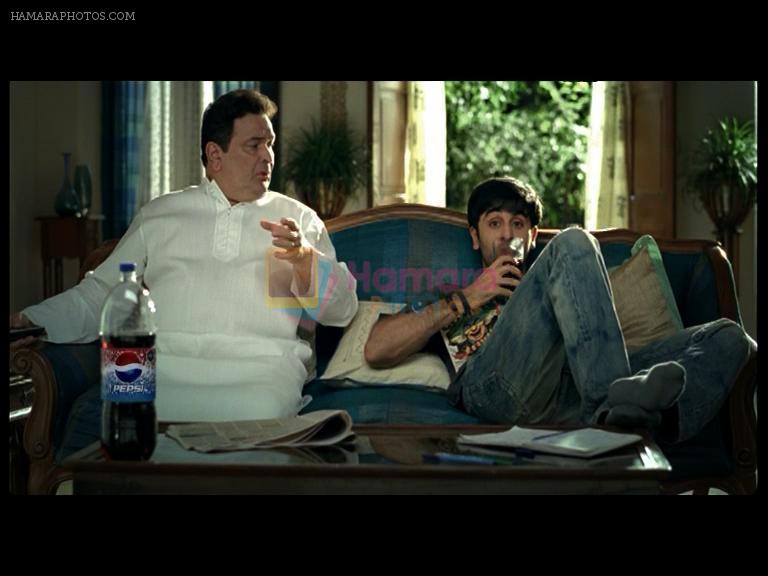 Actor Ranbir Kapoor in the Pepsi commercial with his father Rishi