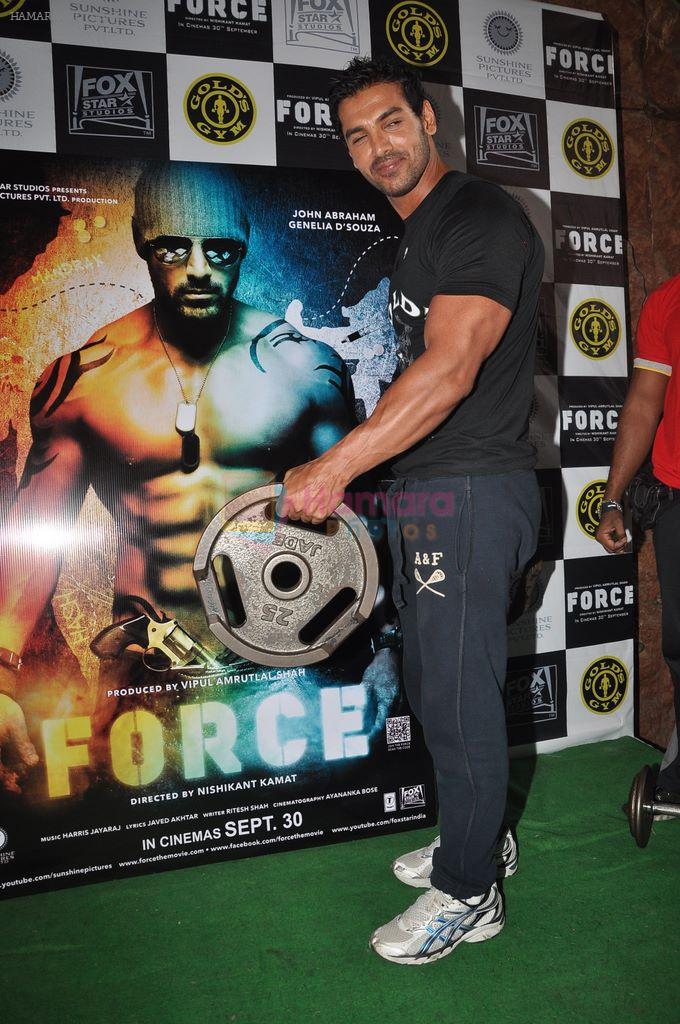 John Abraham promotes Force at Gold Gym in Bandra, Mumbai on 10th Sept 2011