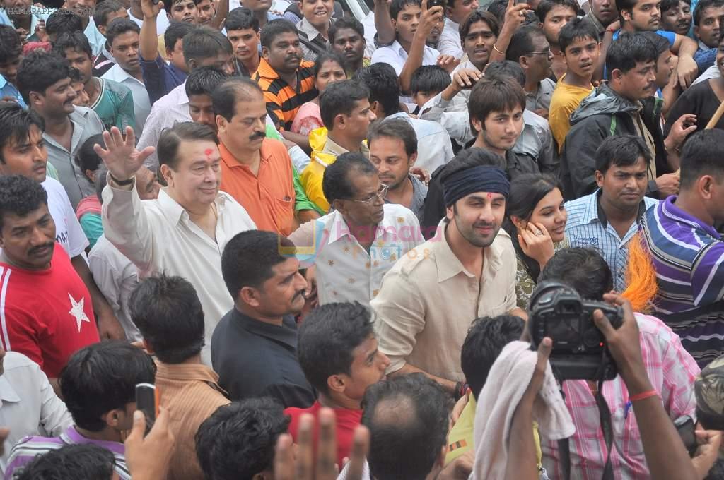 Ranbir Kapoor, Randhir Kapoor at RK Ganpati in Chembur on 10th Sept 2011