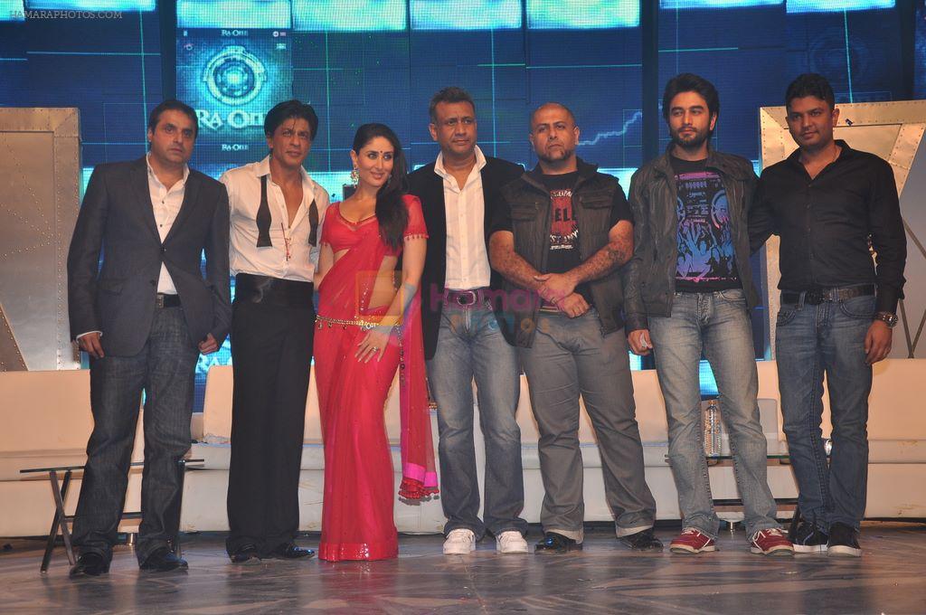 Sunil A. Lulla, Shahrukh Khan, Kareena Kapoor, Anubhav Sinha, Vishal Dadlani, Shekhar Ravjiani, Bhushan Kumar at the audio release of Ra.One in Filmcity, Mumbai on 12th Sept 2011