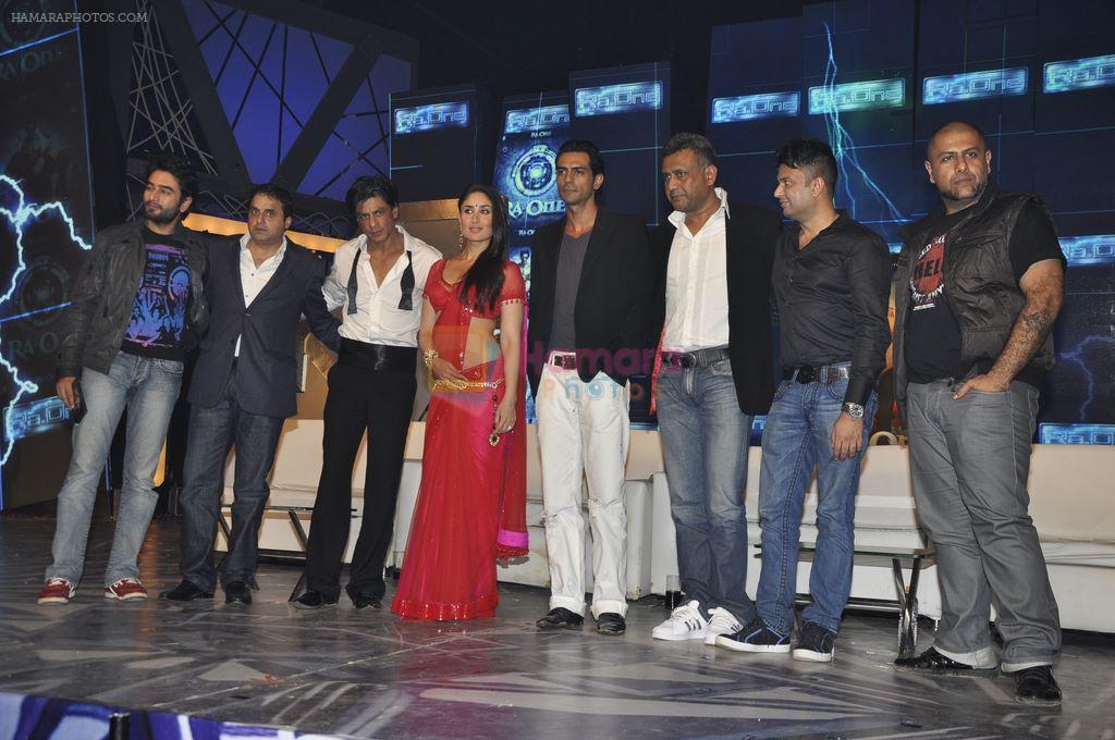 Sunil A. Lulla, Shahrukh Khan, Kareena Kapoor, Anubhav Sinha, Vishal Dadlani, Shekhar Ravjiani, Bhushan Kumar, Arjun Rampal at the audio release of Ra.One in Filmcity, Mumbai on 12th Sept 2011