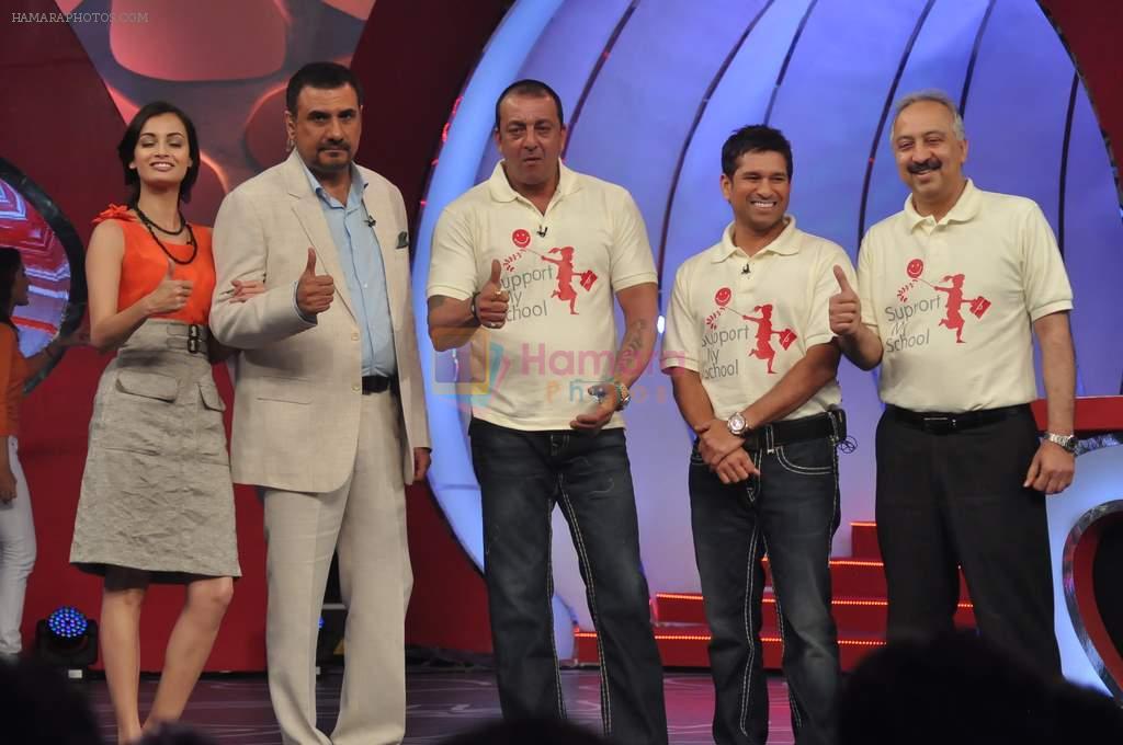 Sachin Tendulkar, Dia Mirza, Sanjay Dutt, Boman Irani at NDTV's Suppport My School telethon in Yashraj on 18th Sept 2011