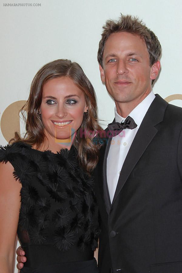 Seth Meyers and Alexi Ashe attends the 63rd Annual Primetime Emmy Awards in Nokia Theatre L.A. Live on 18th September 2011