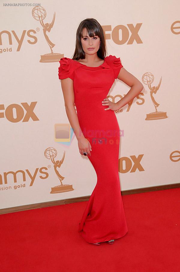 Lea Michele attends the 63rd Annual Primetime Emmy Awards in Nokia Theatre L.A. Live on 18th September 2011