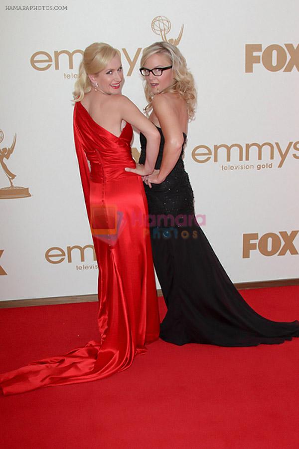 Angela Kinsey and Rachael Harris attends the 63rd Annual Primetime Emmy Awards in Nokia Theatre L.A. Live on 18th September 2011