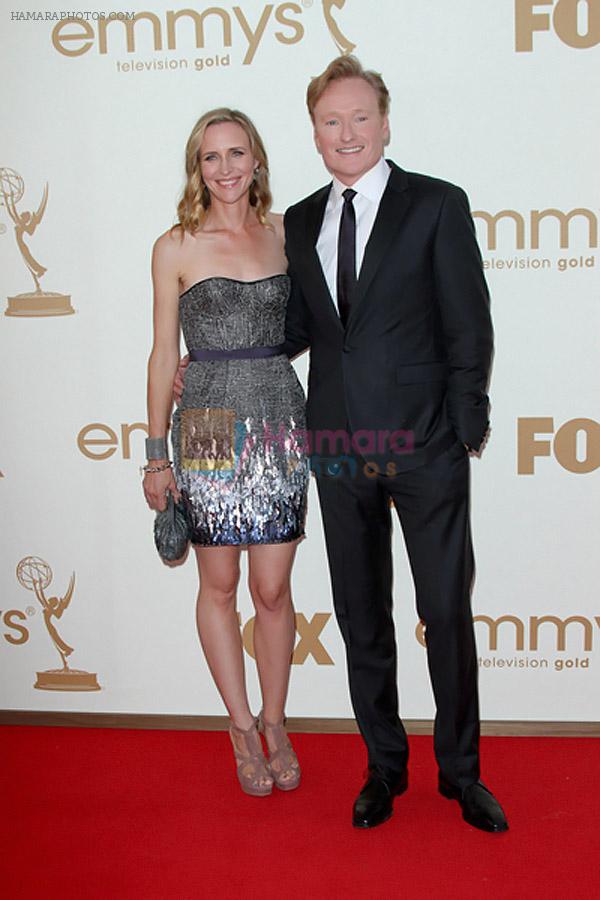 Conan O_Brien and wife Liza Powell attends the 63rd Annual Primetime Emmy Awards in Nokia Theatre L.A. Live on 18th September 2011