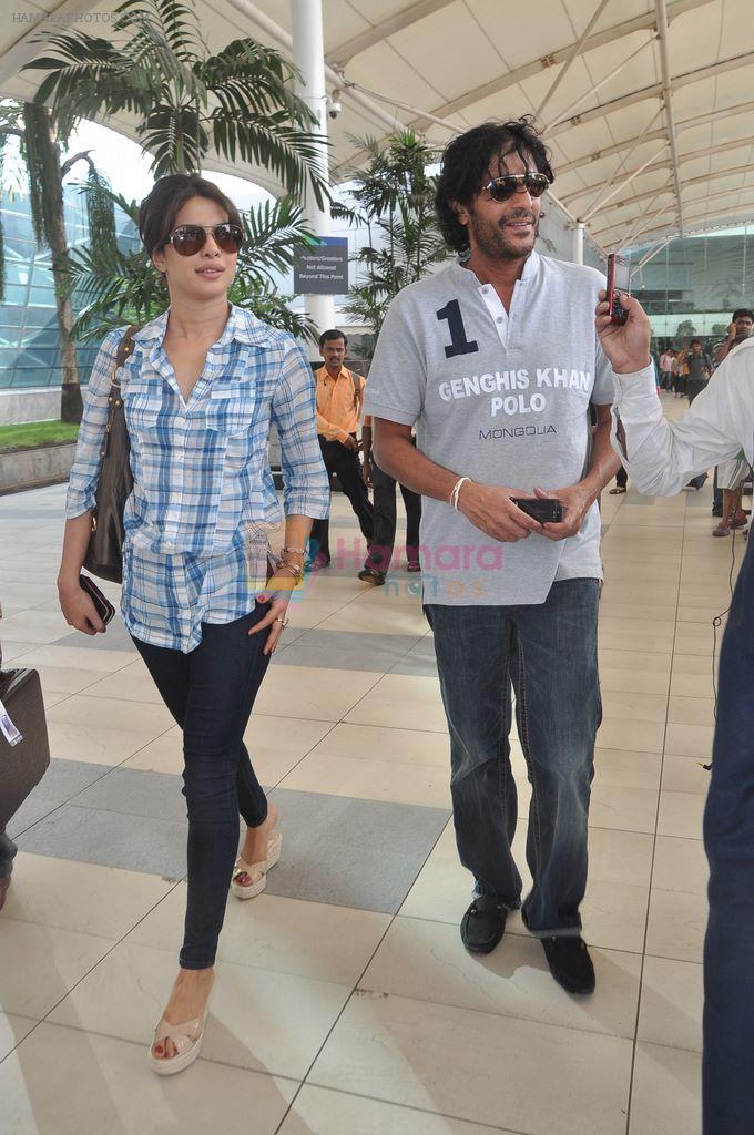 Priyanka Chopra, Chunky Pandey arrive back from Gima Awards in Domestic Airport, Mumbai on 24th Sept 2011