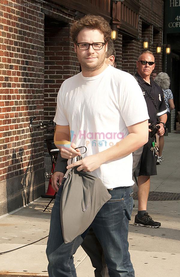Seth Rogan arriving to the Late Show with David Letterman in The Ed Sullivan Theater on September 26, 2011
