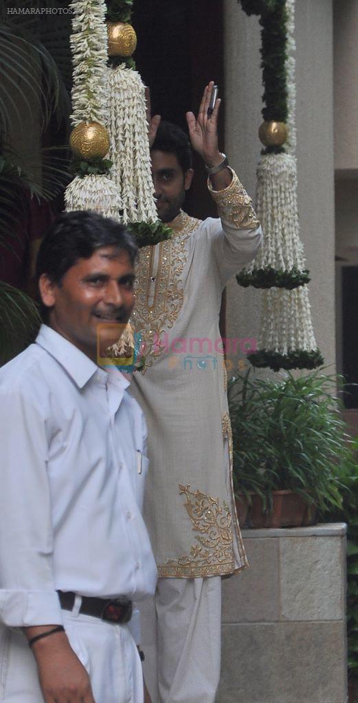 Abhishek Bachchan at Aishwarya Rai's Baby shower ceremony in Jalsaa, Juhu, Mumbai on 18th Oct 2011