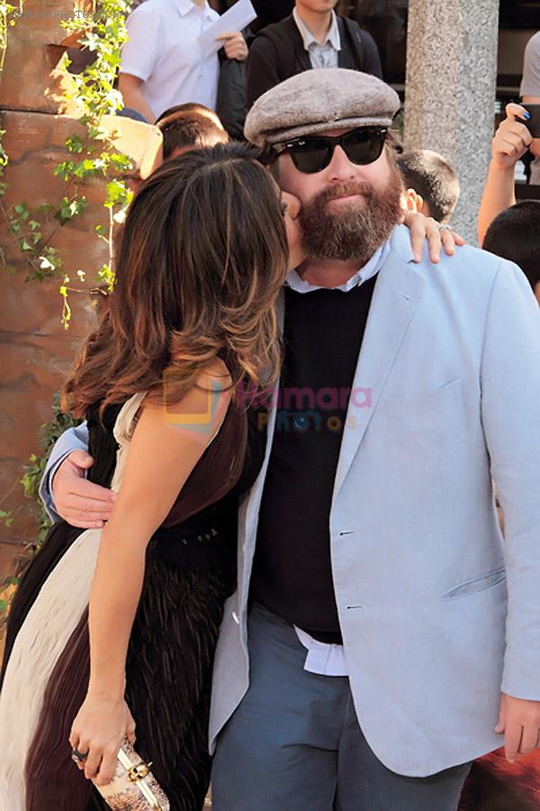 Salma Hayek and Zach Galifianakis arrives for _Puss In Boots_ Los Angeles Premiere in Regency Village Theater on October 23, 2011
