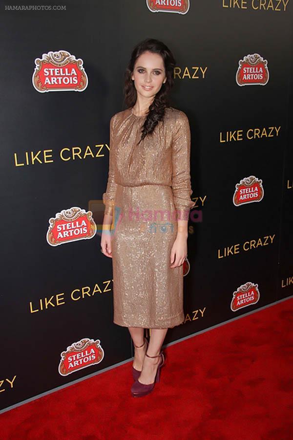 Felicity Jones arrived to the _Like Crazy_ Los Angeles Premiere in Egyptian Theatre on October 25, 2011