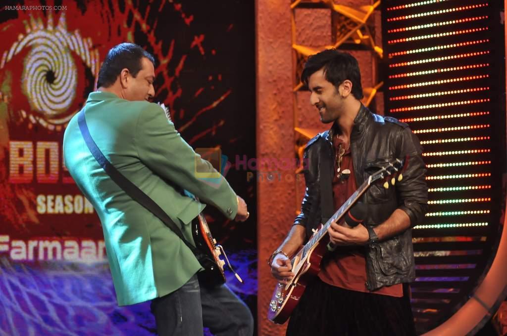 Ranbir Kapoor, Sanjay Dutt on the sets of Big Boss 5 in Lonavala, Mumbai on 29th Oct 2011