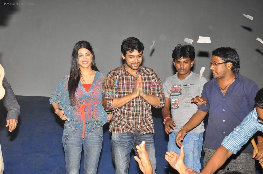 Suriya, Shruti Haasan attends 7th Sense Movie Team at Devi 70MM Theatre on 31st October 2011