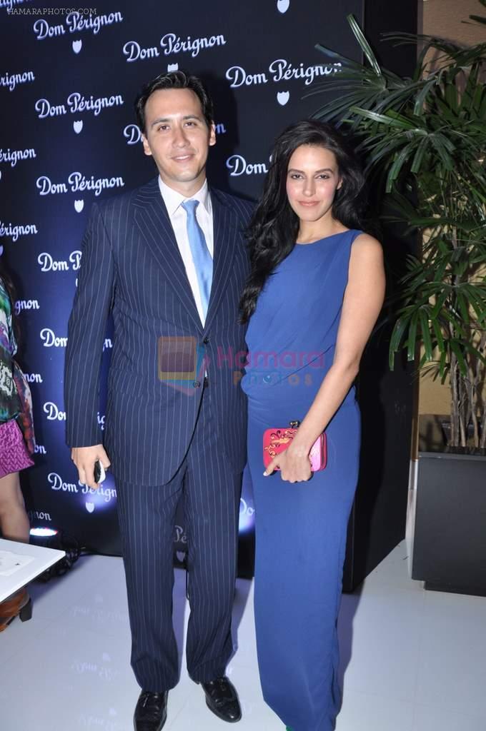 Neha Dhupia with her Venezuelan boyfriend at Queenie Singh and Daniel Lalonde's dinner Party in Mumbai on 7th Nov 2011