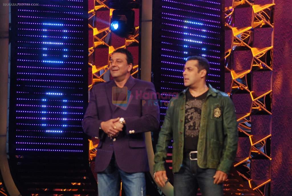 Sanjay Dutt, Salman Khan on the sets of Big Boss 5 on 18th Nov 2011