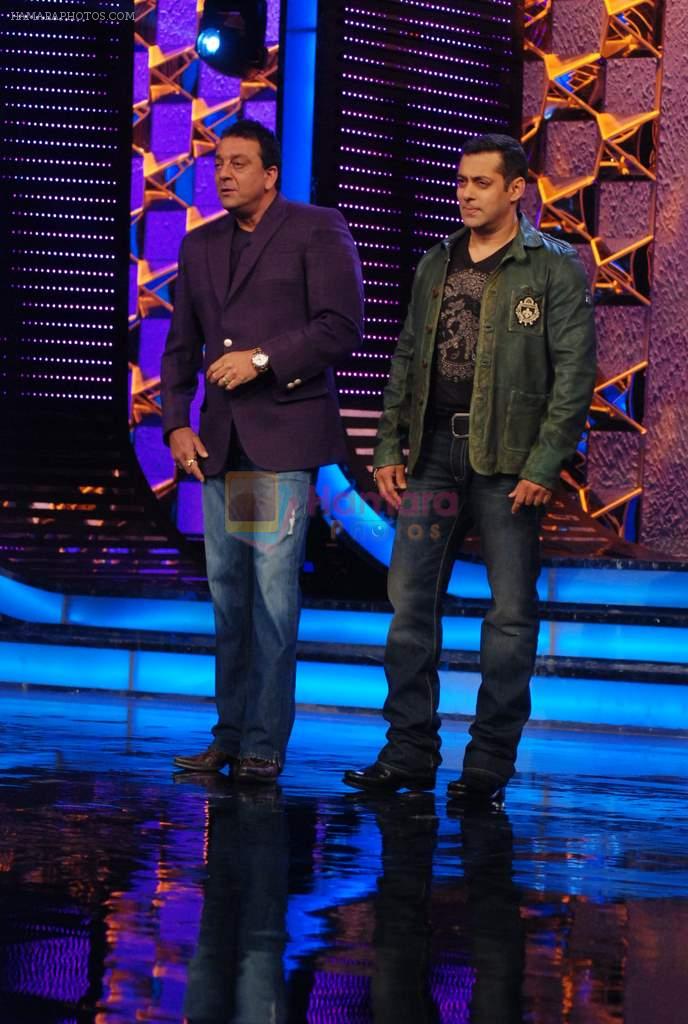Sanjay Dutt, Salman Khan on the sets of Big Boss 5 on 18th Nov 2011