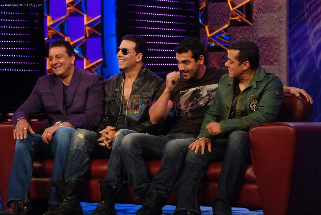 Sanjay Dutt, Akshay Kumar, John Abraham, Salman Khan on the sets of Big Boss 5 on 18th Nov 2011