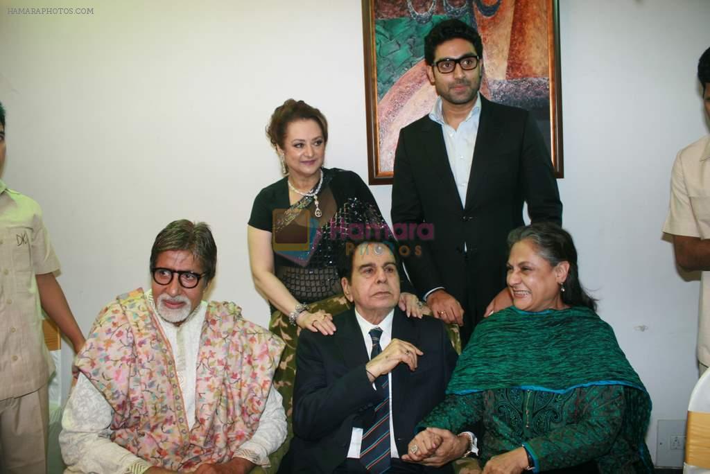 Abhishek Bachchan, Amitabh Bachchan, Dilip Kumar, Saira Banu, Jaya Bachchan at Dilip Kumar's Birthday Bash on 11th Dec 2011