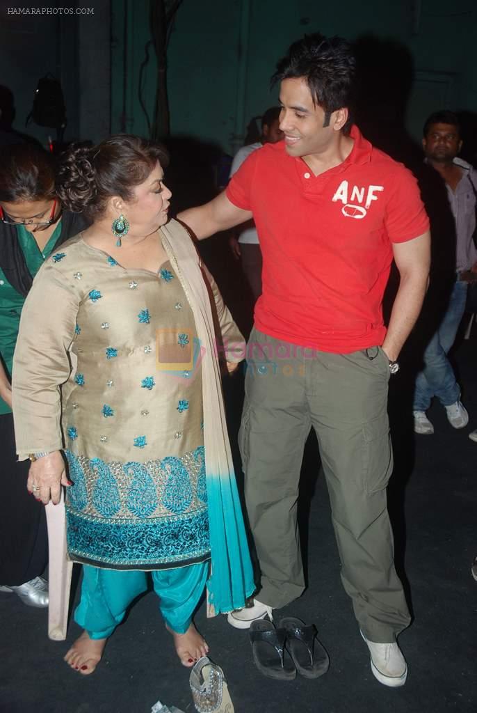 Tusshar Kapoor, Saroj Khan on the sets of Saroj Khan's Dance Show on 13th Dec 2011