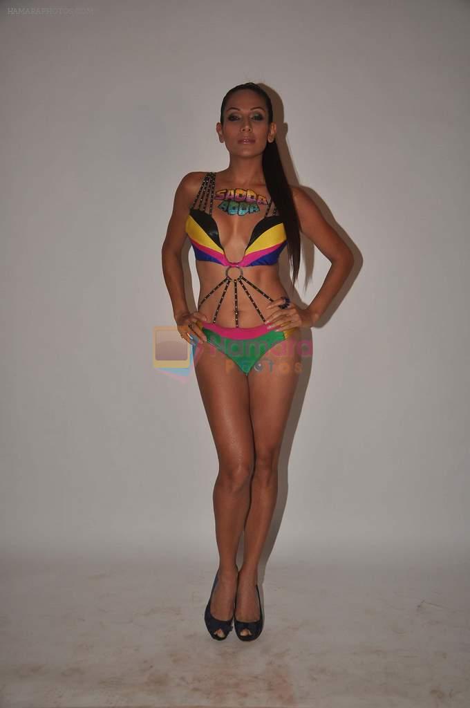 Shaurya Chauhan promotes film Sadda Adda in a bikini in Andheri, Mumbai on 4th Jan 2012