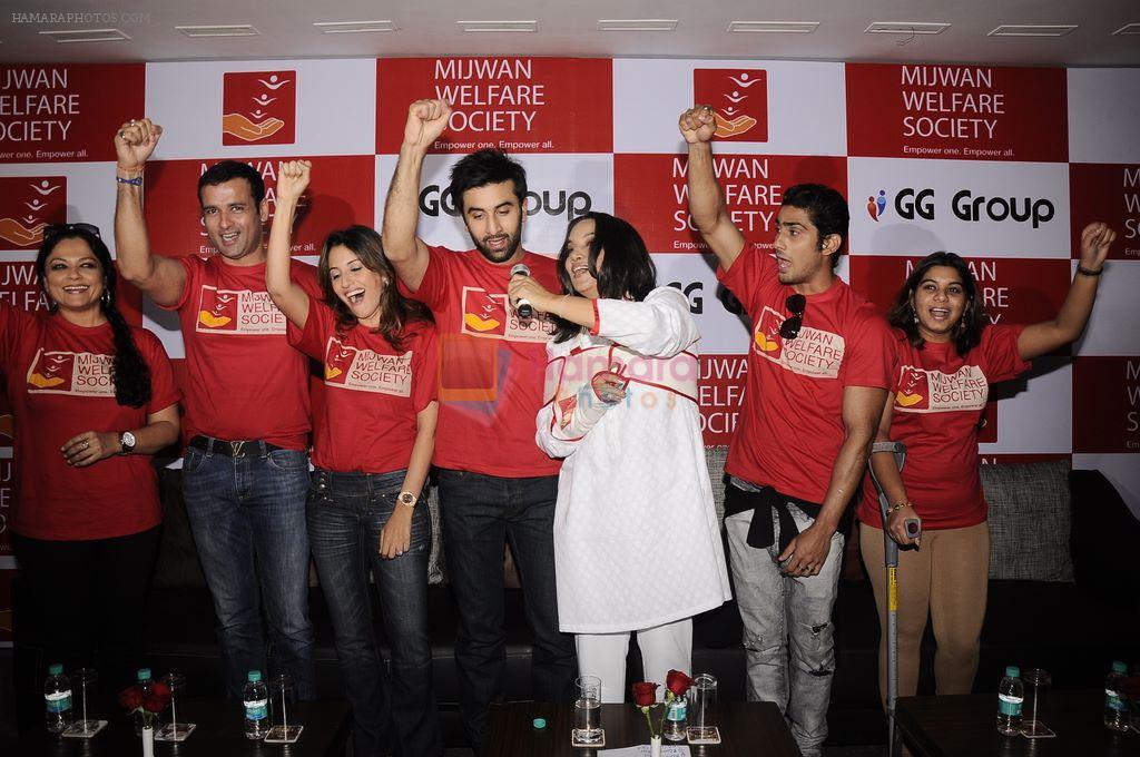 Tanvi Azmi, Ranbir Kapoor, Rohit Roy, Perizaad Zorabian, Shabana Azmi, Prateik Babbar at Mijwan press conf in Bandra, Mumbai on 6th Jan 2012