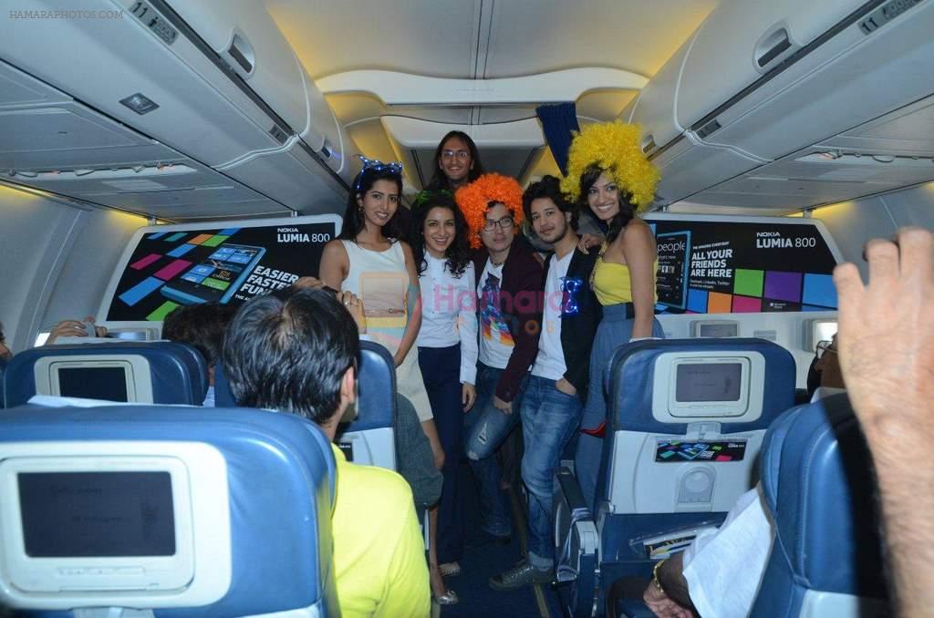 Meiyang Chang, Tisca Chopra, Rajat Barmecha at Nokia Lumia sky party  on board of Jet Airways on 23rd Jan 2012