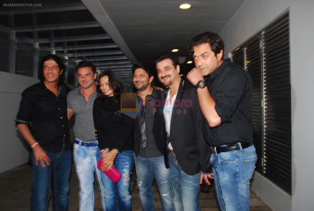 Sanjay Kapoor, Bobby Deol, Arshad Warsi, Maria Goretti, Chunky Pandey, Sohail Khan at Ritesh Genelia wedding bash hosted by Sajid Nadiadwala in Royalty, Mumbai on 24th Jan 2012