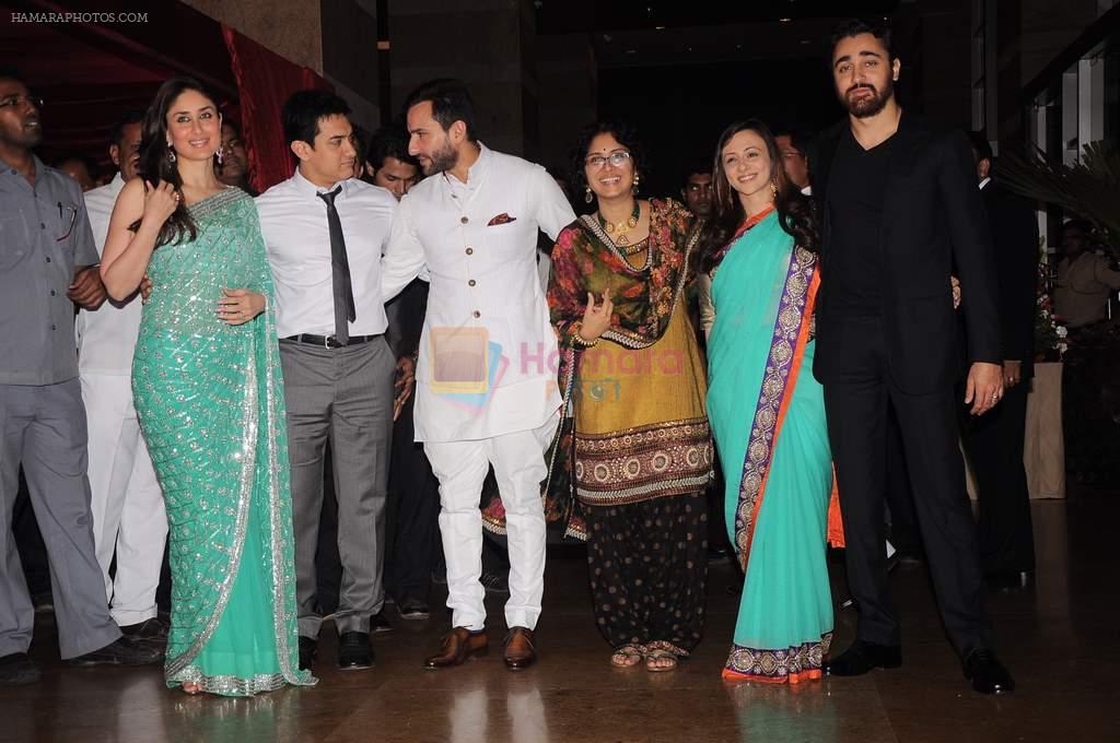 Kareena Kapoor, Saif Ali Khan, Aamir Khan, Kiran Rao, Imran Khan, Avantika Malik at Genelia D'souza and Ritesh Deshmukh wedding reception in Hotel Grand Hyatt, Mumbai on 4th Feb 2012