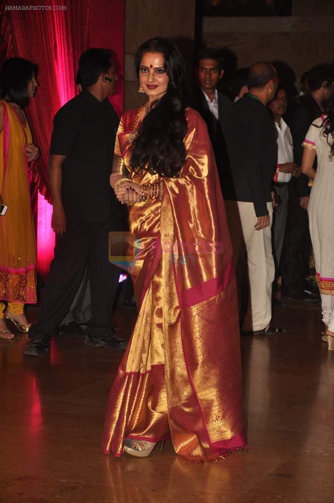 Rekha at Genelia D'souza and Ritesh Deshmukh wedding reception in Hotel Grand Hyatt, Mumbai on 4th Feb 2012