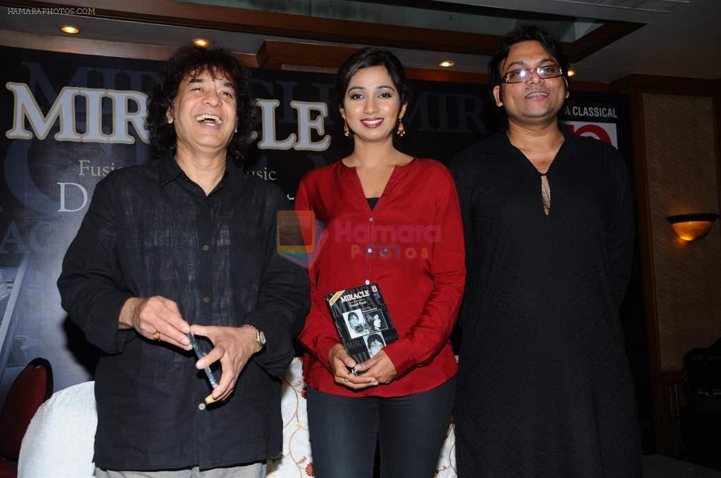 Zakir Hussain, Deepak Pandit, Shreya Ghoshal at the launch of Deepak Pandit's Album Miracle in at Orchid Hotel, Vile Parle on 8th Feb 2012