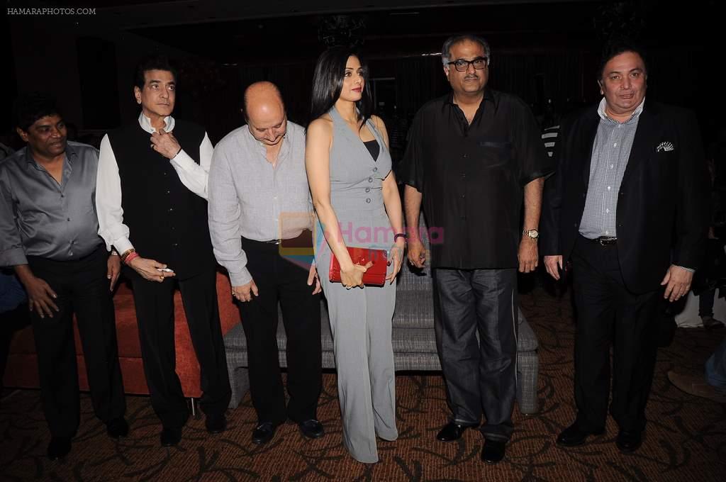 Sridevi, Rishi Kapoor, Jeetendra, Anupam Kher, Boney Kapoor, Johnny Lever at Chaar Din ki Chandni music launch in Novotel, Mumbai on 14th Feb 2012
