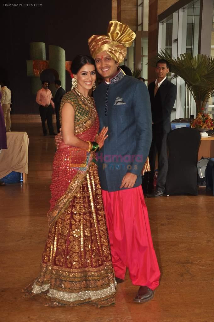 Genelia D Souza, Ritesh Deshmukh at Honey Bhagnani wedding in Mumbai on 27th Feb 2012
