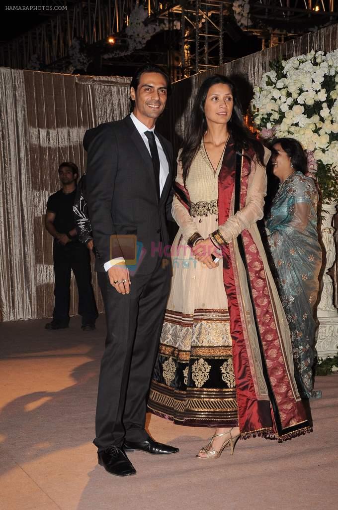 Arjun Rampal, Mehr Rampal at the Honey Bhagnani wedding reception on 28th Feb 2012