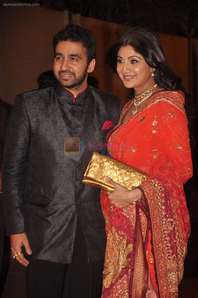 Shilpa Shetty, Raj Kundra at the Honey Bhagnani wedding reception on 28th Feb 2012