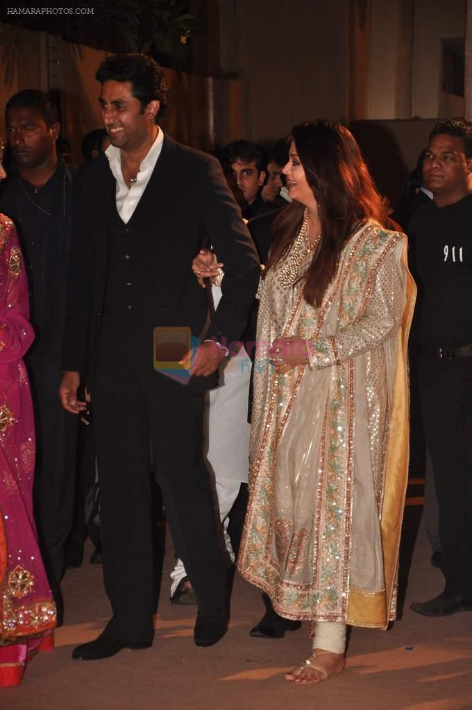 Aishwarya Bachchan, Abhishek Bachchan at the Honey Bhagnani wedding reception on 28th Feb 2012