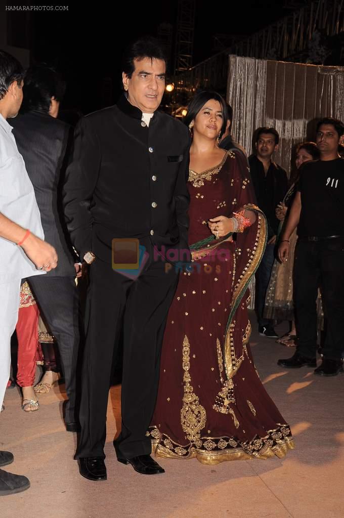 Jeetendra, Ekta Kapoor at the Honey Bhagnani wedding reception on 28th Feb 2012