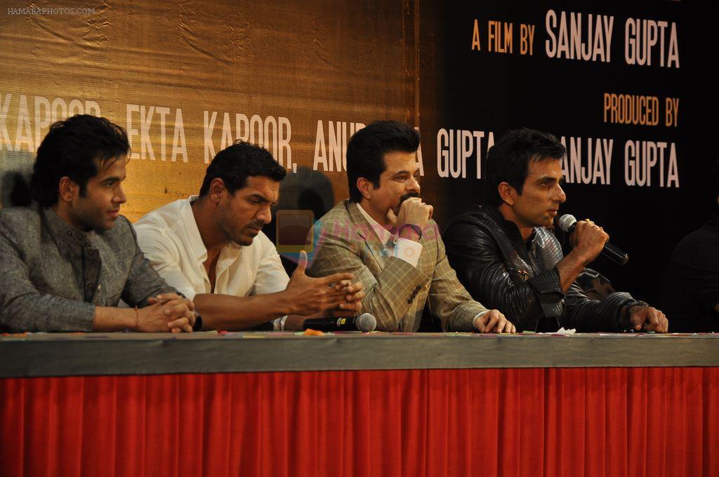 Anil Kapoor, John Abraham, Sonu Sood, Tusshar Kapoor at the Launch of Shootout at Wadala in Mehboob, Bandra on 29th Feb 2012