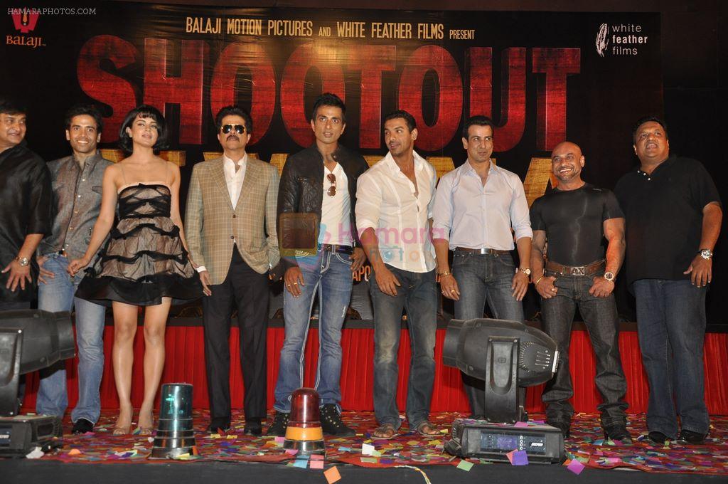 Anil Kapoor, John Abraham, Kangna Ranuat, Sonu Sood, Tusshar Kapoor, Mahesh Manjrekar, Ronit Roy at the Launch of Shootout at Wadala in Mehboob, Bandra on 29th Feb 2012