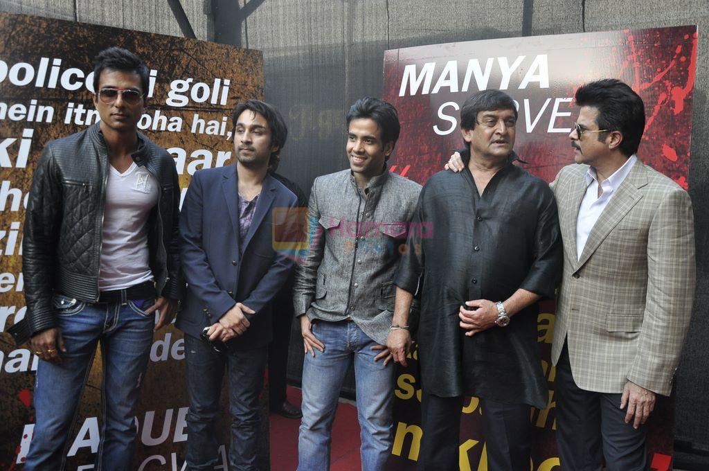 Anil Kapoor, Sonu Sood, Tusshar Kapoor, Mahesh Manjrekar at the Launch of Shootout at Wadala in Mehboob, Bandra on 29th Feb 2012