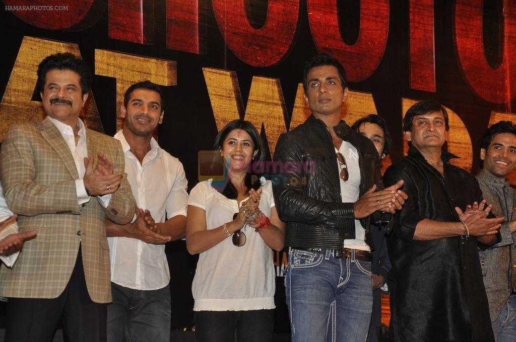 Anil Kapoor, John Abraham, Sonu Sood, Ekta Kapoor at the Launch of Shootout at Wadala in Mehboob, Bandra on 29th Feb 2012